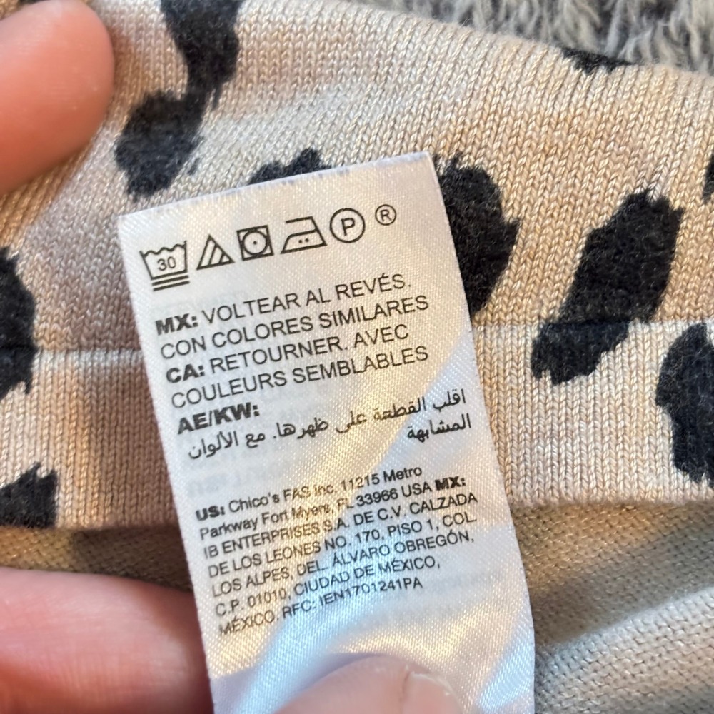 2 Chicos Womens Sweater Large Leopard Animal Print Bundle Classic Mob Wife 20115 - Picture 7 of 13